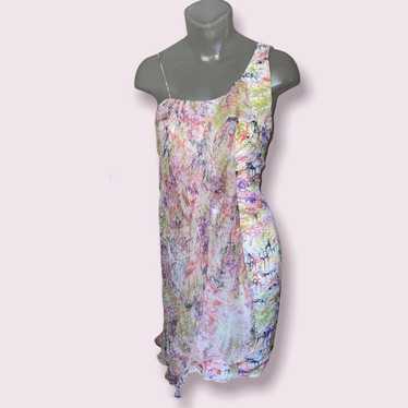 POLECI Asymmetric Dress Printed Silk
