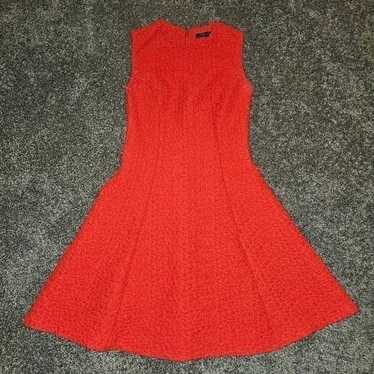 Zara Red Jacquard Fit and Flare Skater Dress