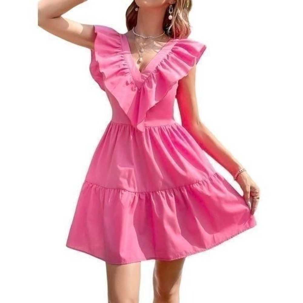 Shein Pink Ruffle Neck Sleeveless Dress Size Medi… - image 2