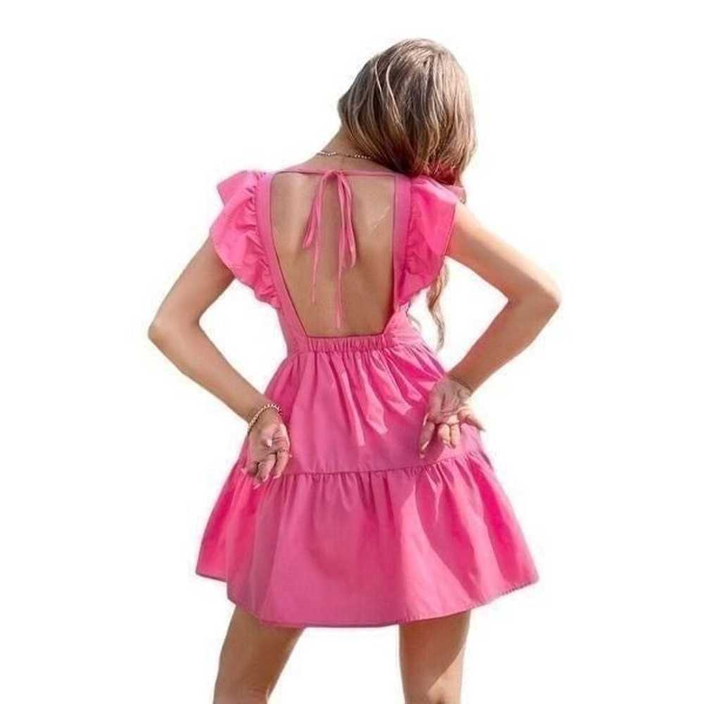 Shein Pink Ruffle Neck Sleeveless Dress Size Medi… - image 3