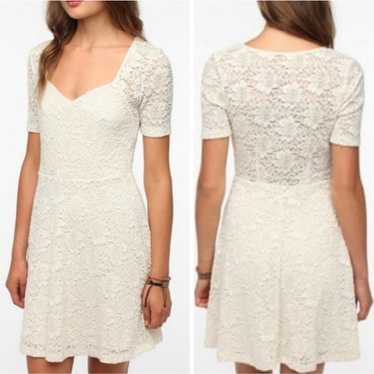 UO Silence + Noise Fit & Flare Lace Mini Dress