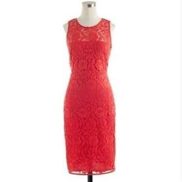 J crew collection coral poppy lace sheath dress
