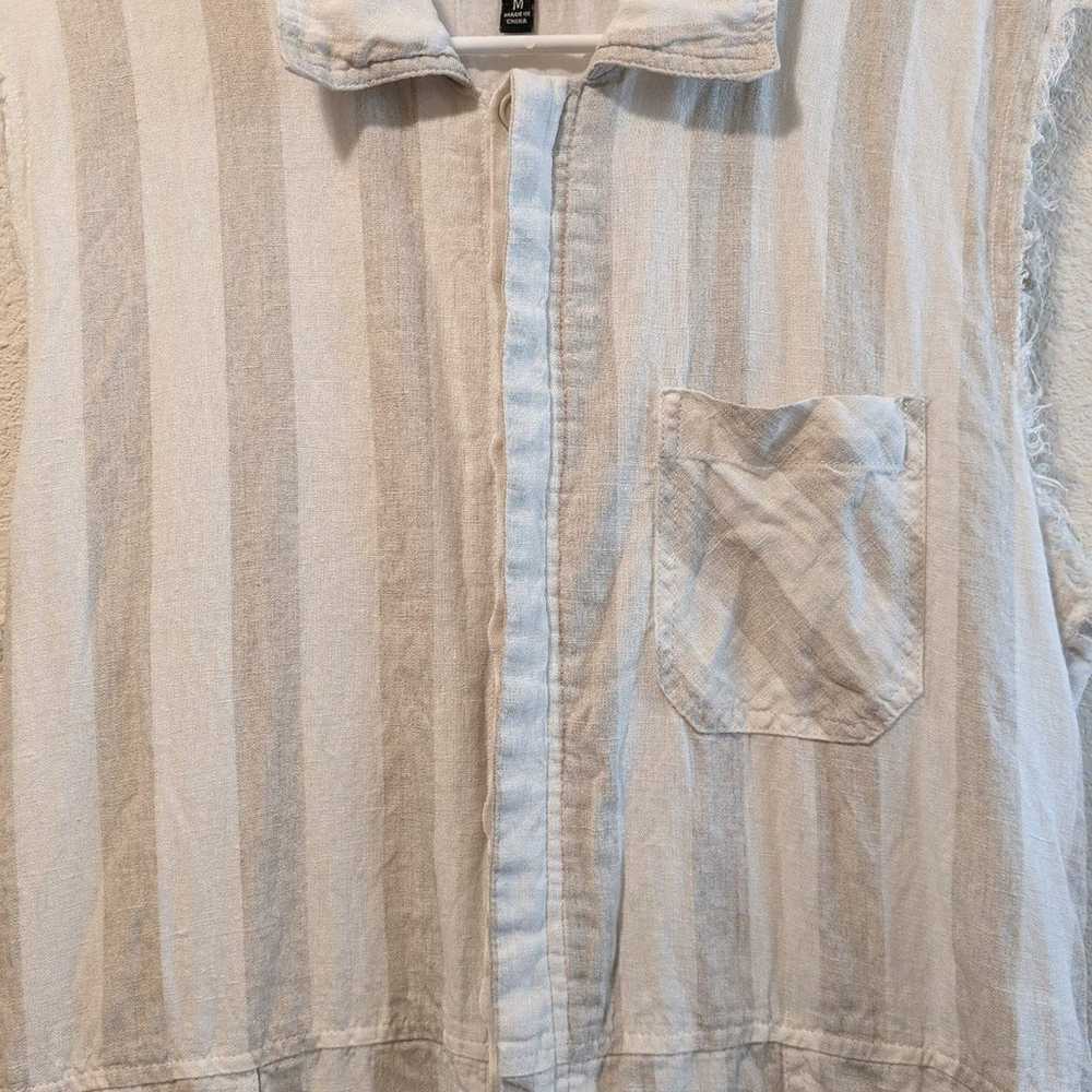 Blank NYC Off-White Striped 100% Linen Romper - image 6