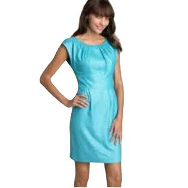 Trina Turk Sheath Dress Pleated Details Bright Blu