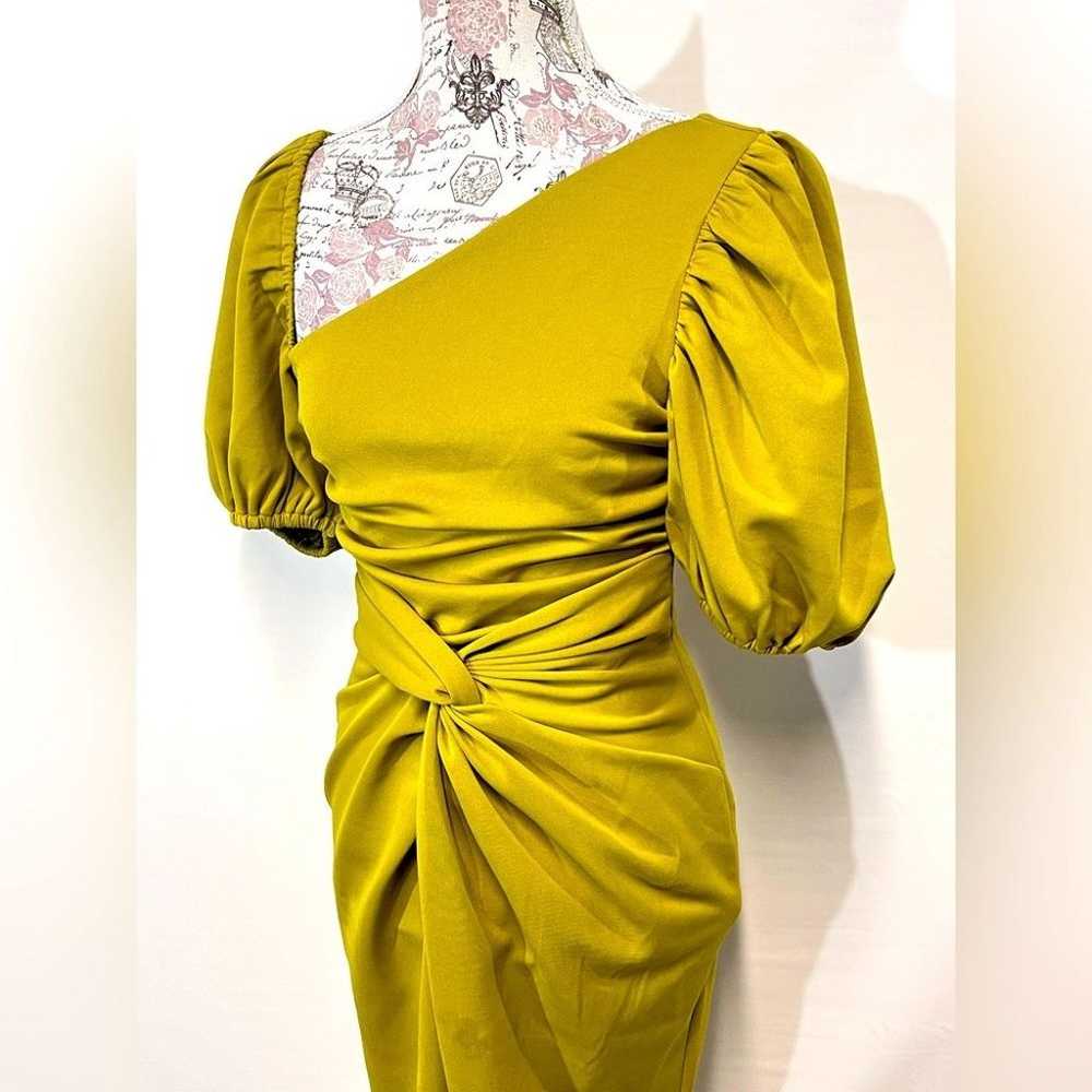 ASOS Green twist front puff sleeve midi dress siz… - image 4