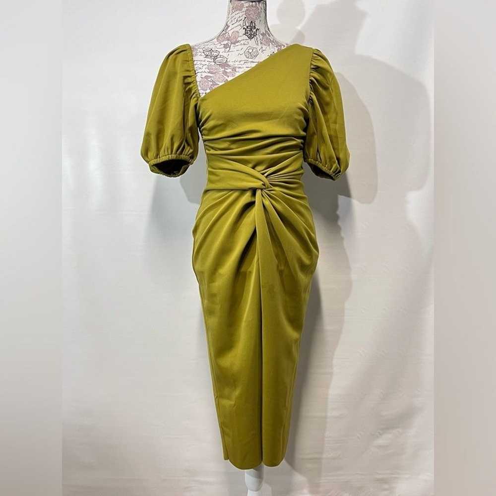 ASOS Green twist front puff sleeve midi dress siz… - image 5