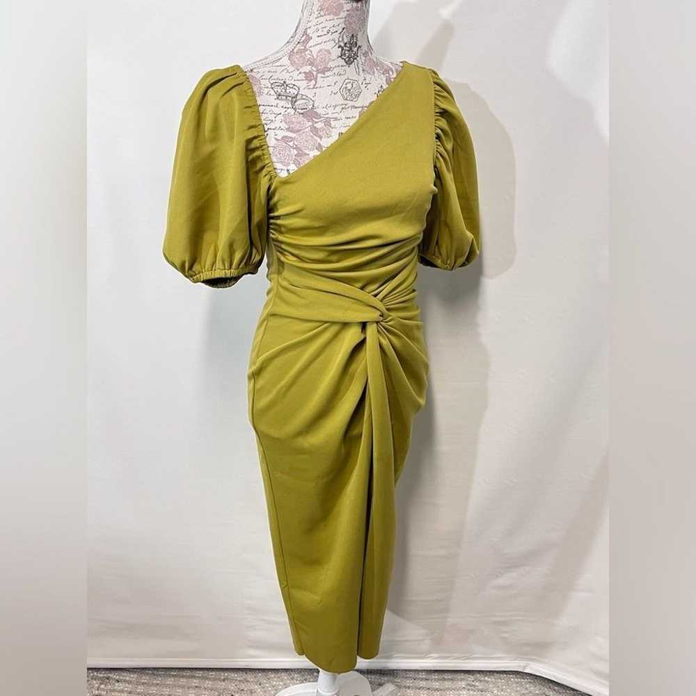 ASOS Green twist front puff sleeve midi dress siz… - image 8