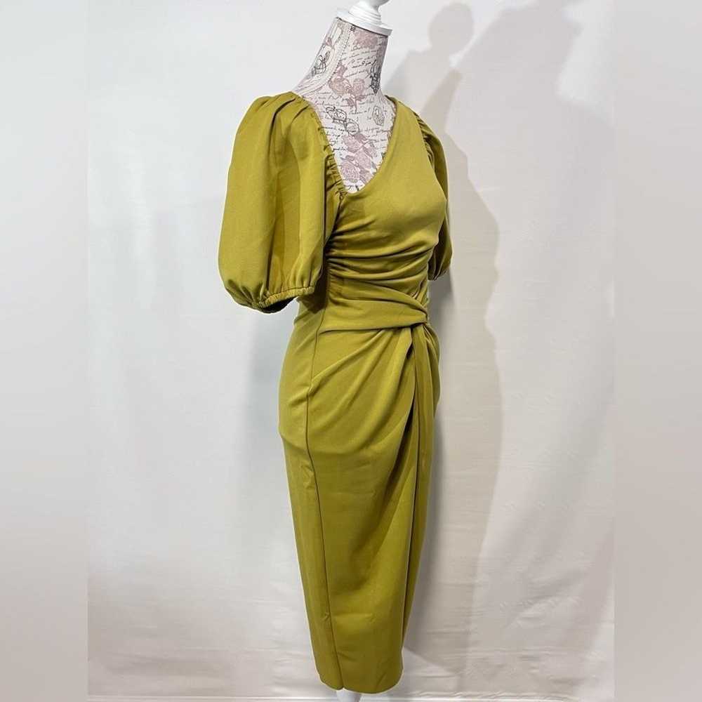 ASOS Green twist front puff sleeve midi dress siz… - image 9