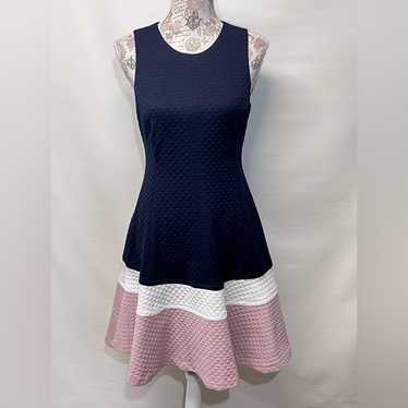 ELIZA J  Navy and pink color block sleeveless dres