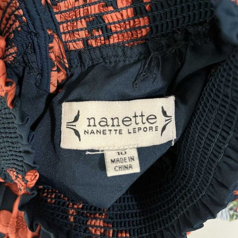 Nanette Lepore Pleated Midi Dress Navy Blue Coral… - image 8