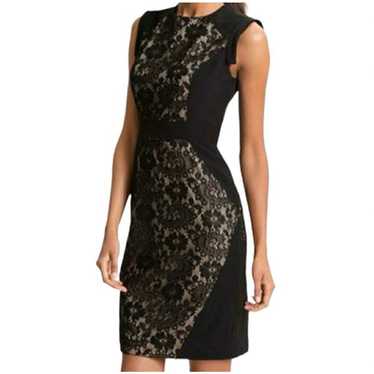 Adrianna Papell Lace It On Me Black Inset Crepe Sh