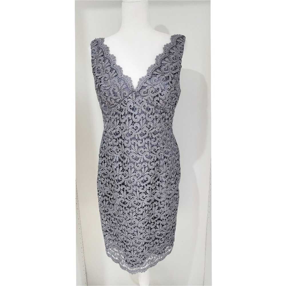 Adrianna Papell Pewter Cocktail Dress Size 10 - image 2