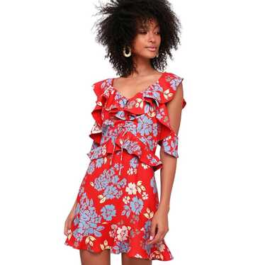 C/MEO Collective Red Floral Mini Dress Size Small