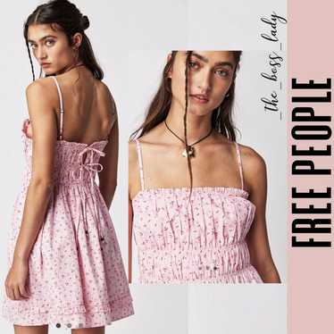 Free People mini dress ruffle pleated cotton