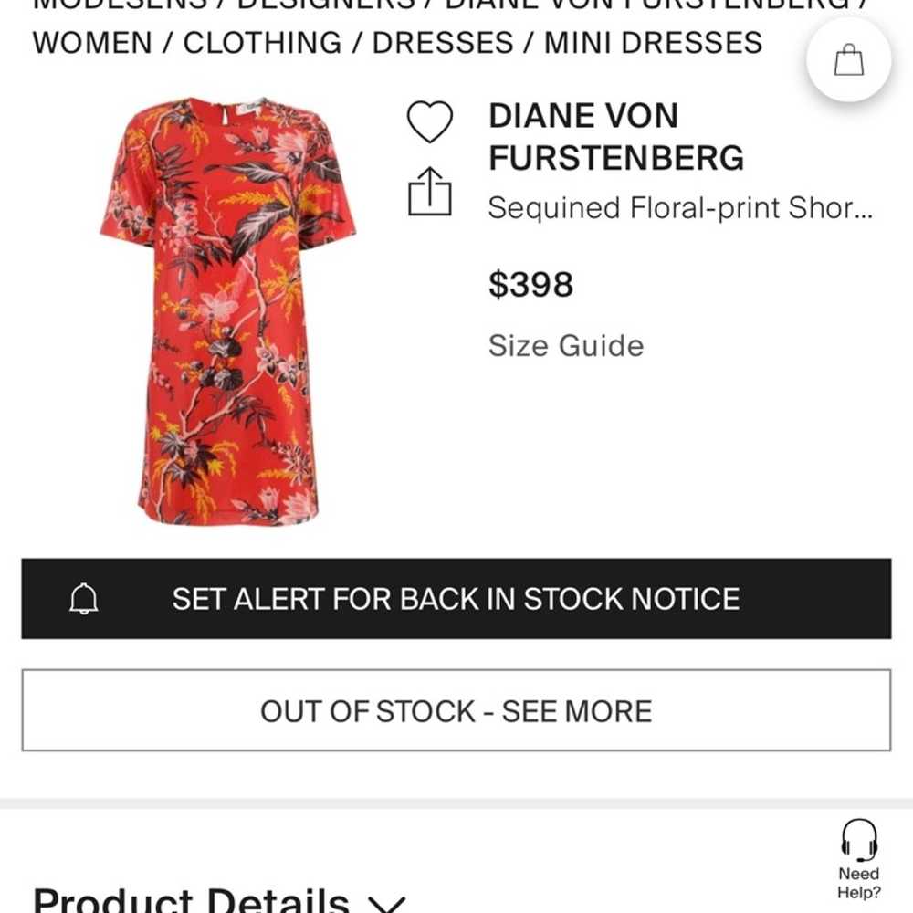 Diane von Furstenberg sequin shimmer floral print… - image 2