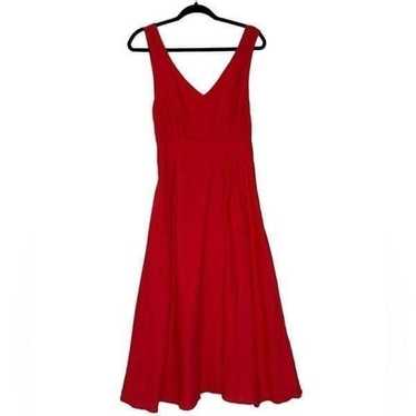 Joie Red Linen Sleeveless Midi Dress| Size 10 - image 1