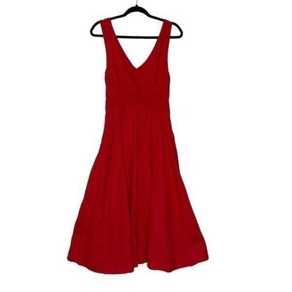 Joie Red Linen Sleeveless Midi Dress| Size 10 - image 4