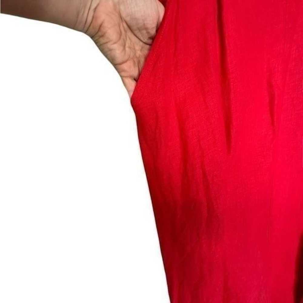 Joie Red Linen Sleeveless Midi Dress| Size 10 - image 5