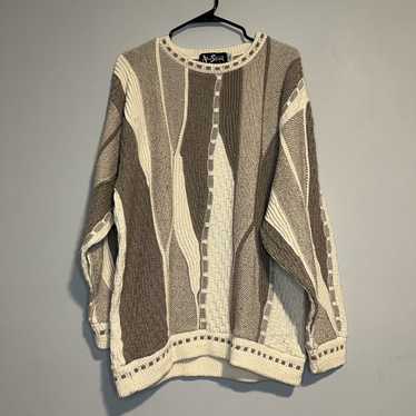 Coogi × Vintage Coogi Style Knit Sweater Beige - image 1