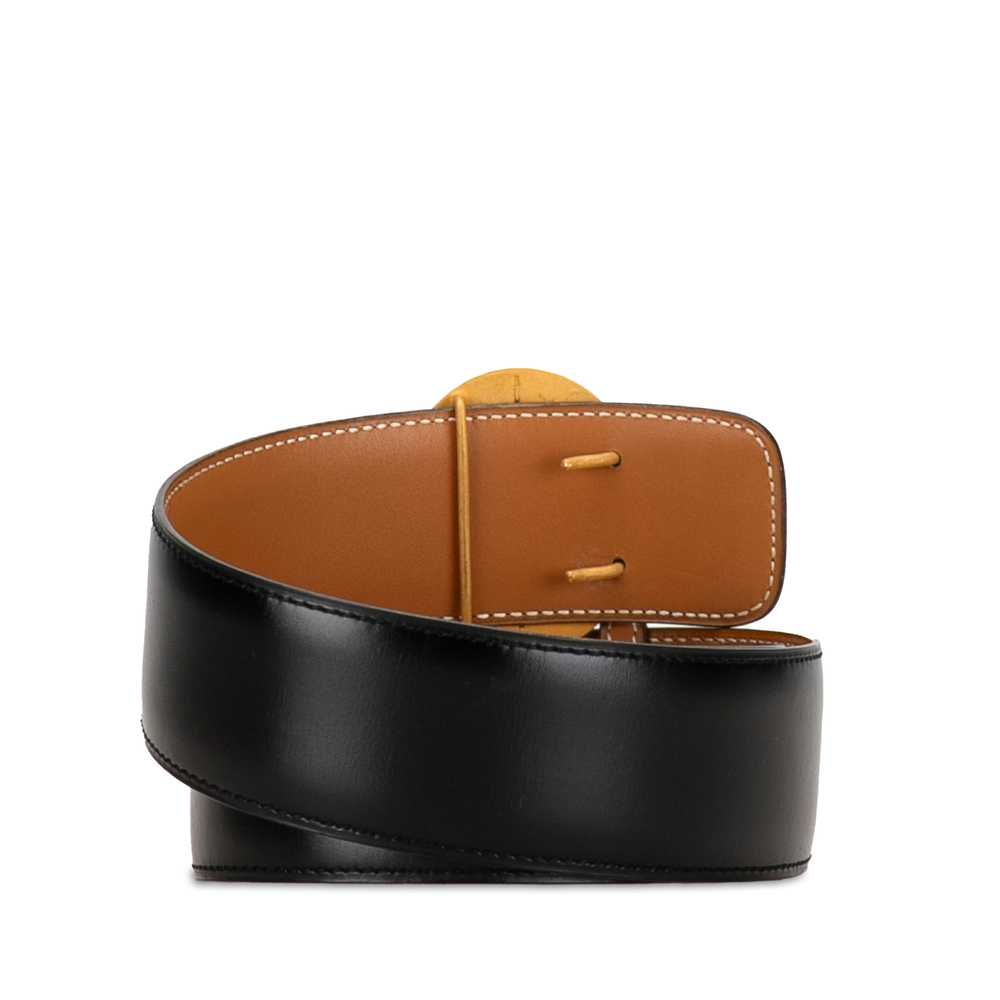 Black Hermès Horse Tree Emblem Leather Belt - image 3