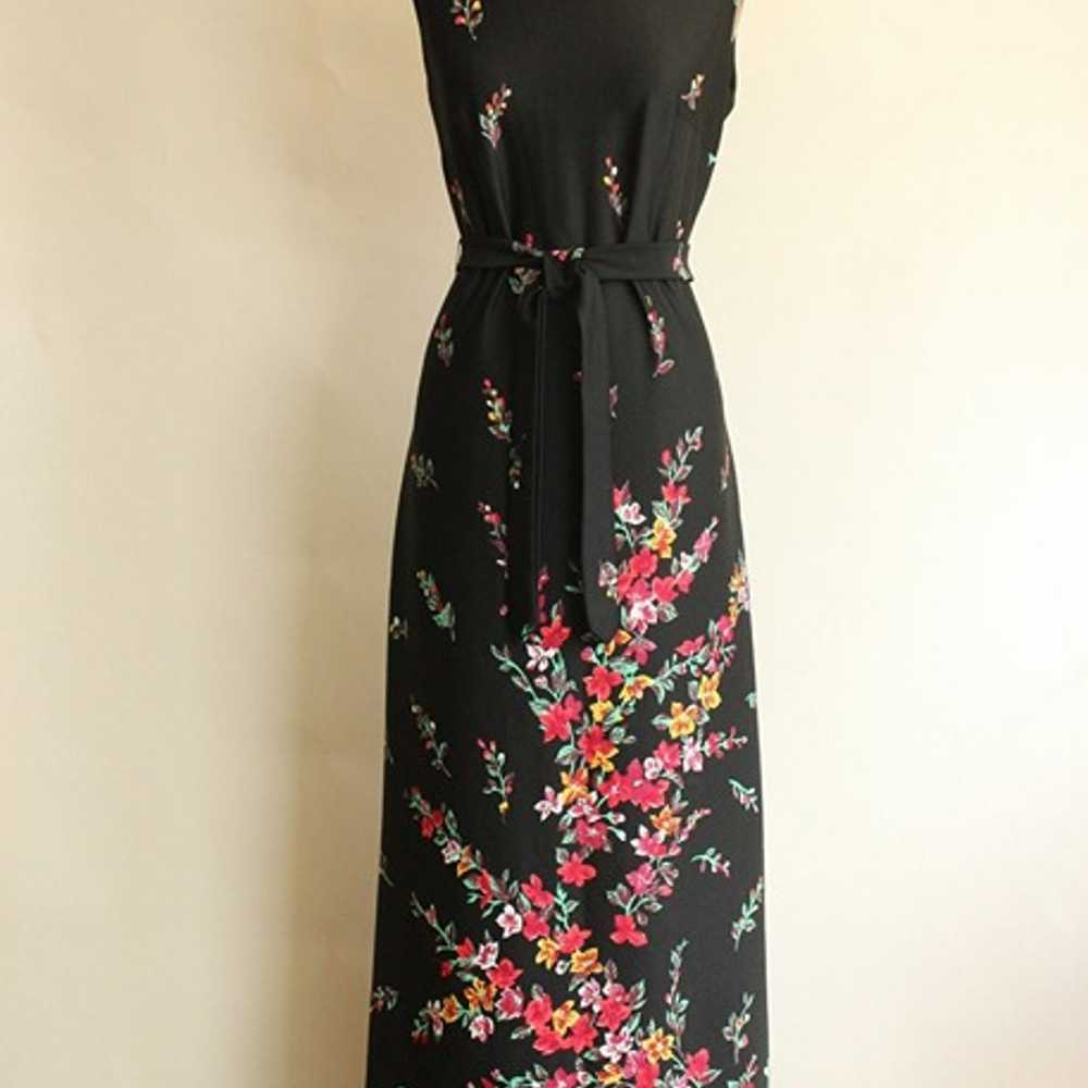 Vintage 1970s Dress, Lady Carol Black Floral Prin… - image 2