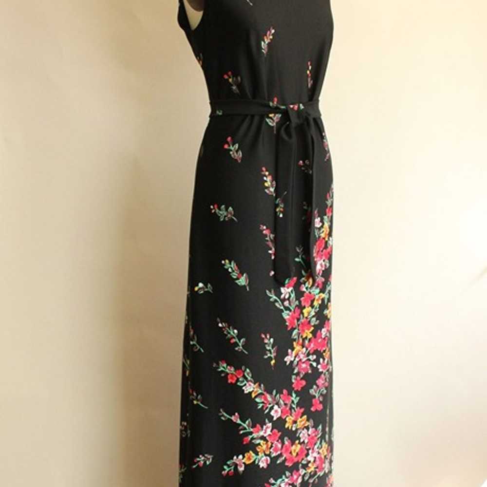 Vintage 1970s Dress, Lady Carol Black Floral Prin… - image 5