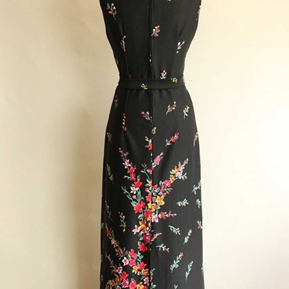 Vintage 1970s Dress, Lady Carol Black Floral Prin… - image 7