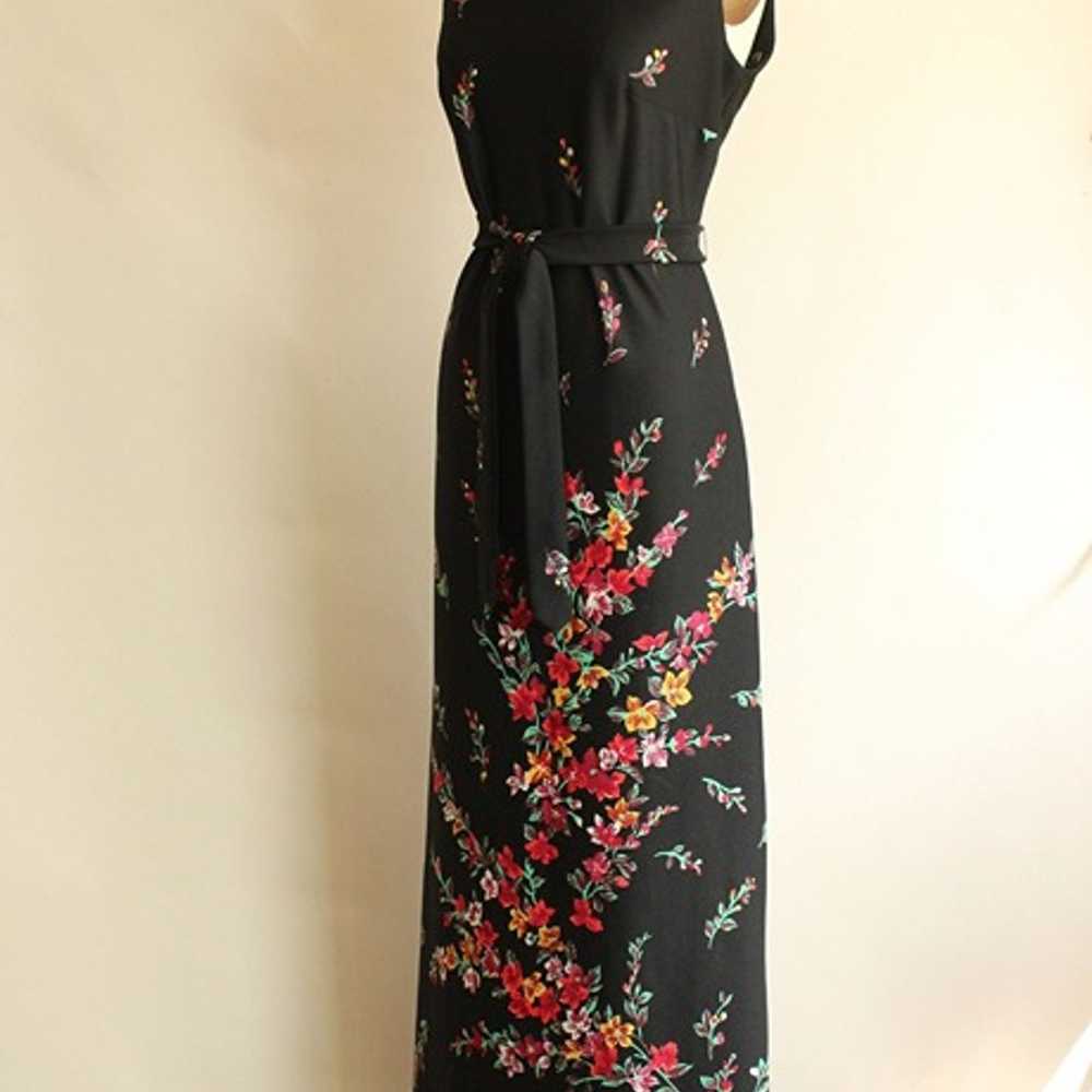 Vintage 1970s Dress, Lady Carol Black Floral Prin… - image 8