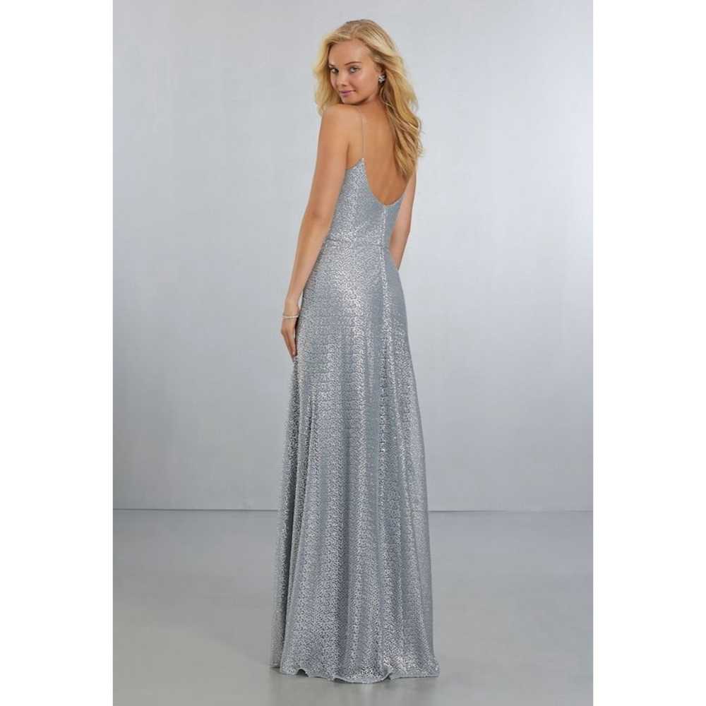 Morilee Silver Sequin Deep V-Neckline Maxi Dress … - image 2