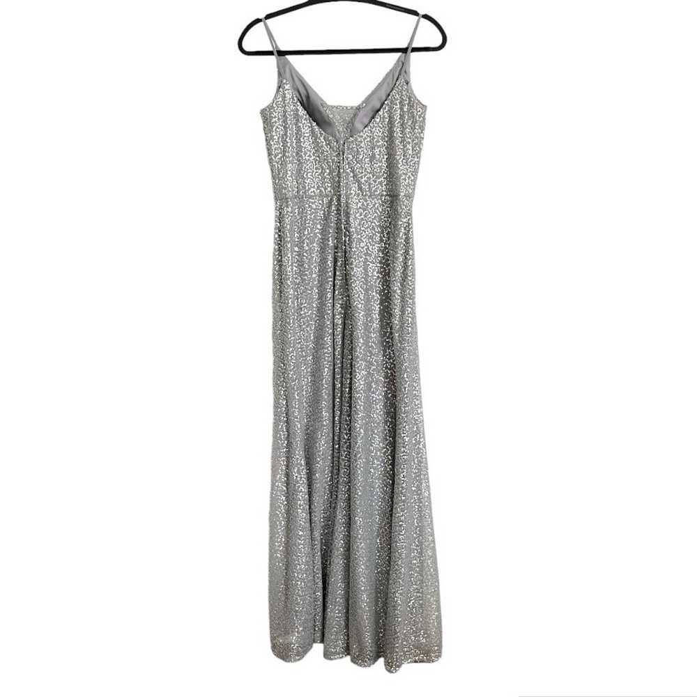 Morilee Silver Sequin Deep V-Neckline Maxi Dress … - image 4