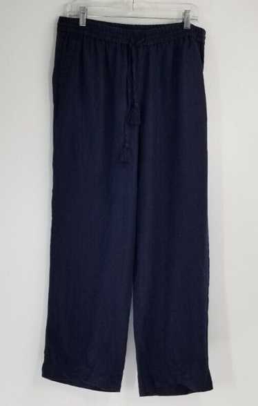 Talbots Size 14 Petite Full Length Navy Linen Pant