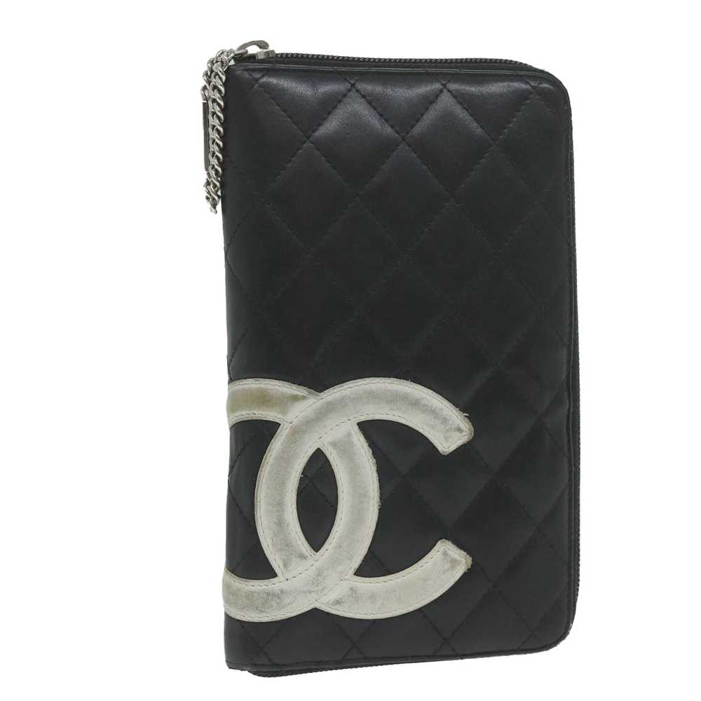CHANEL Cambon Line Long Wallet Leather Black CC A… - image 1