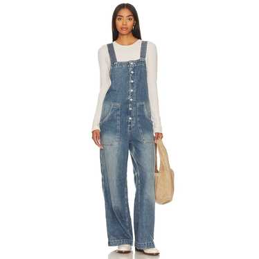 Free People Fields Of Flowers Overalls Blue Wide … - image 1