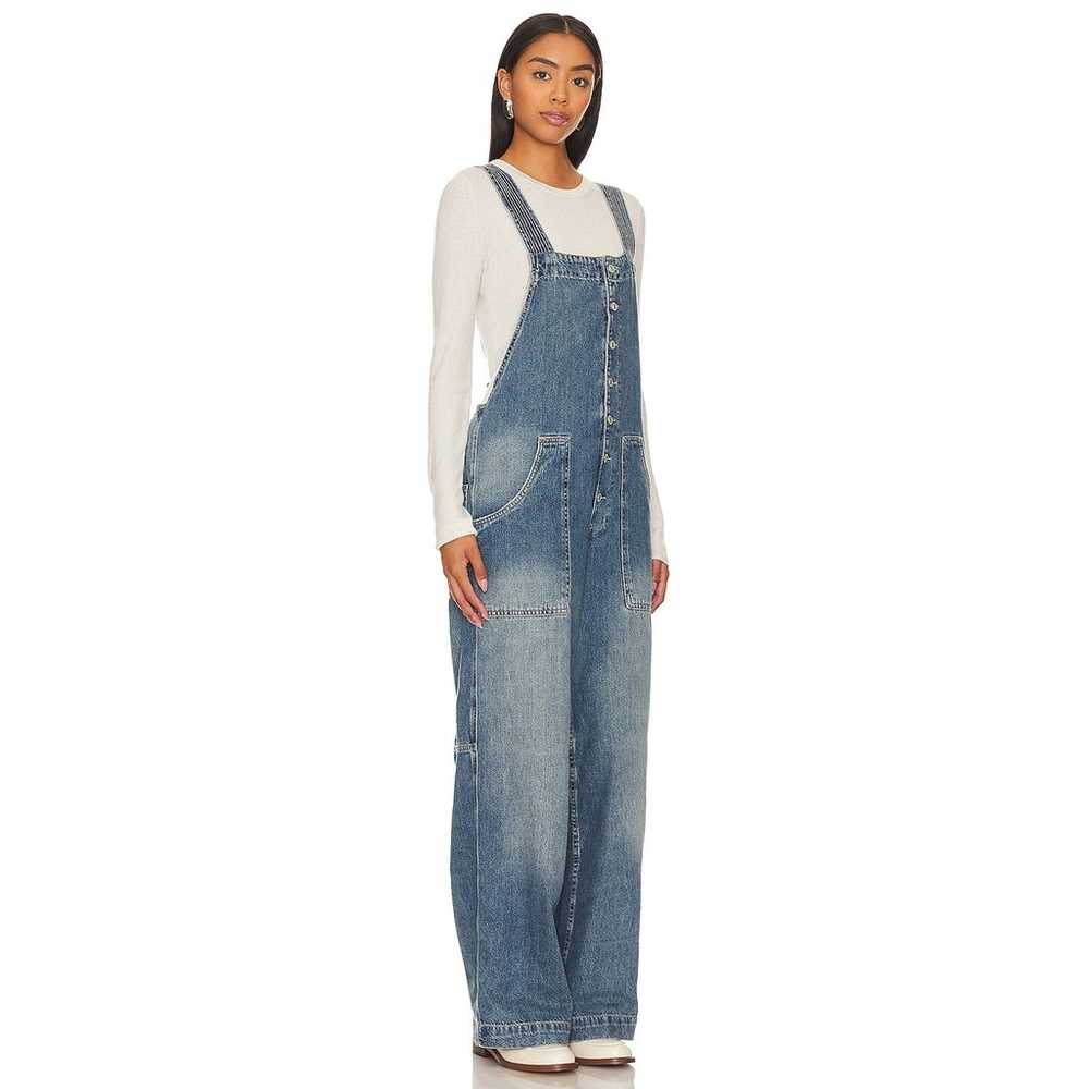 Free People Fields Of Flowers Overalls Blue Wide … - image 2
