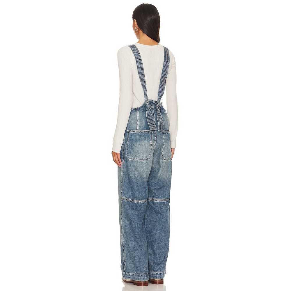 Free People Fields Of Flowers Overalls Blue Wide … - image 3