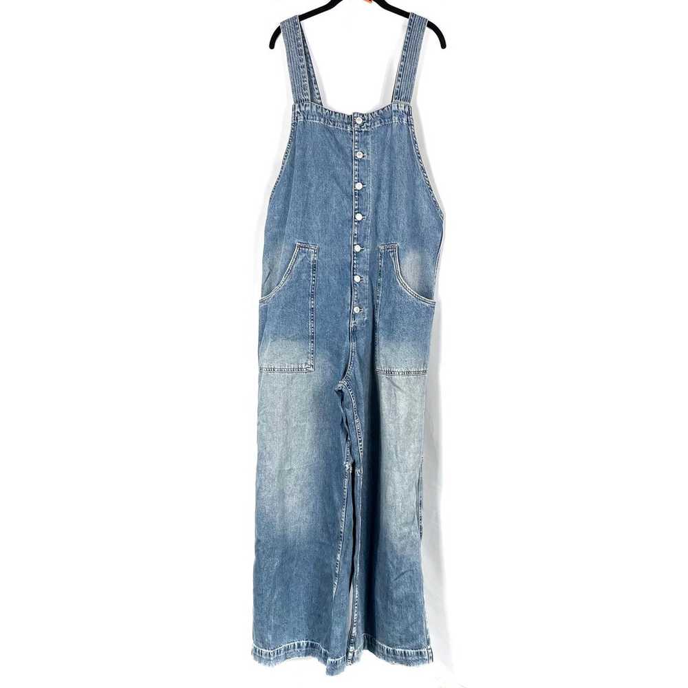 Free People Fields Of Flowers Overalls Blue Wide … - image 4
