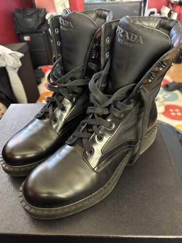 Prada Black Nylon and Leather Combat Boots