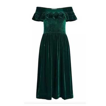 HILL HOUSE The Akilah Nap Midi Dress Emerald Velve
