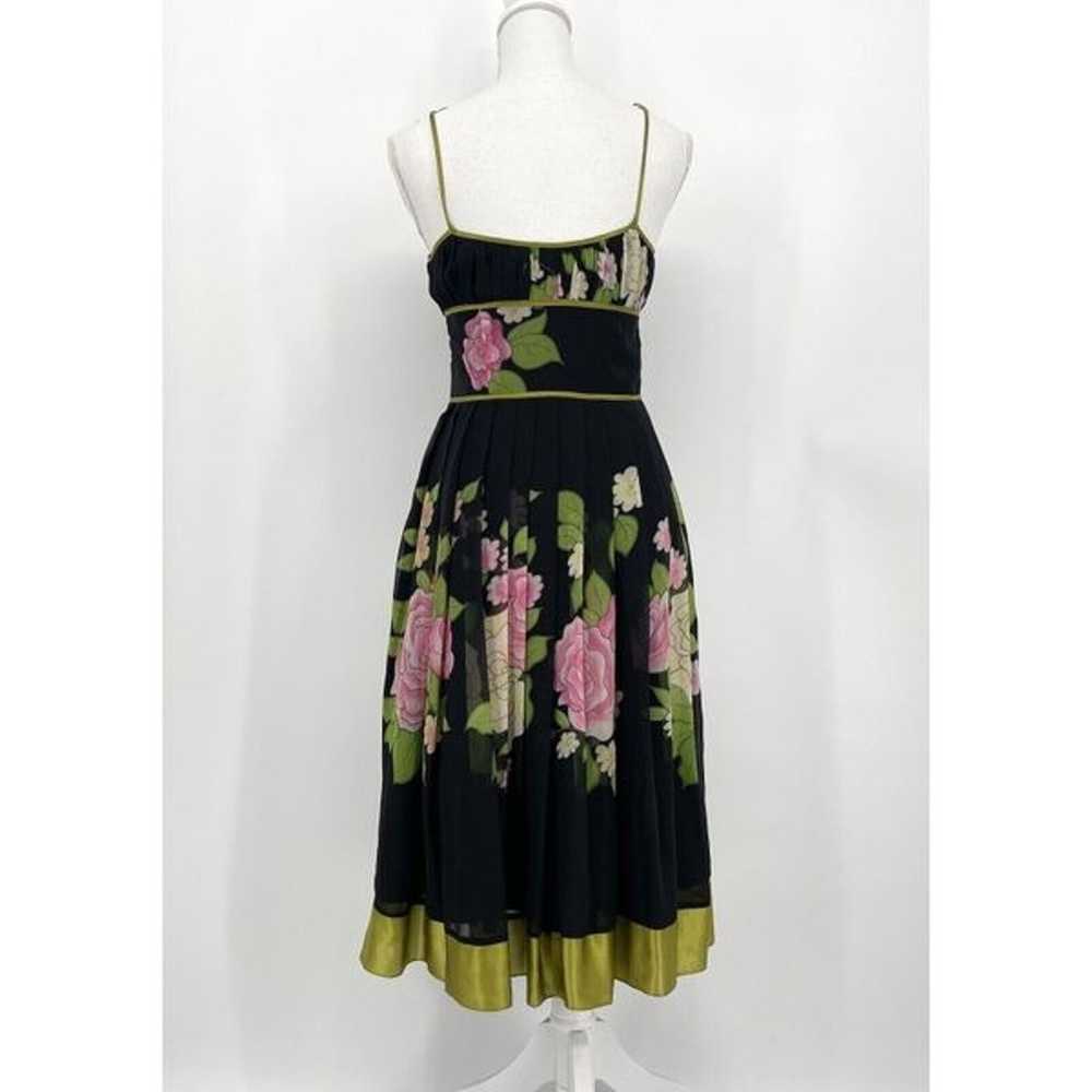 Sue Wong Vintage Silk Floral Tie Milkmaid Dress Y… - image 2