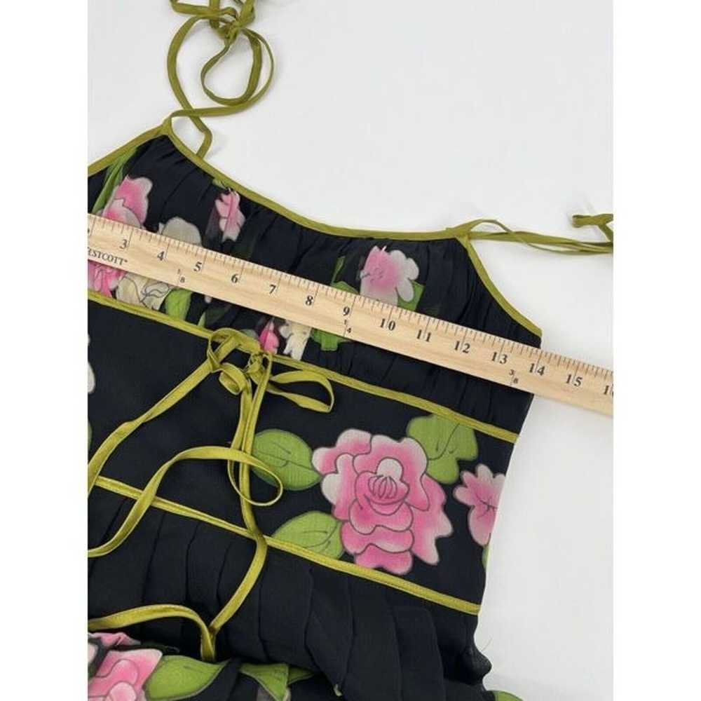 Sue Wong Vintage Silk Floral Tie Milkmaid Dress Y… - image 4