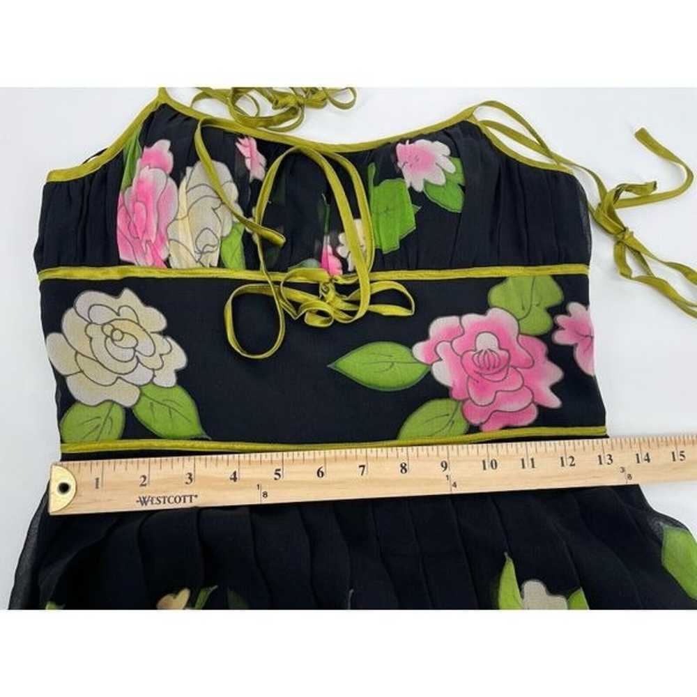 Sue Wong Vintage Silk Floral Tie Milkmaid Dress Y… - image 5