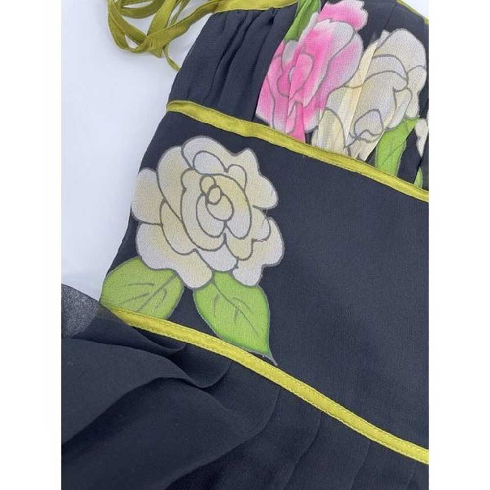 Sue Wong Vintage Silk Floral Tie Milkmaid Dress Y… - image 8