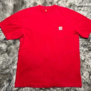 Vintage Y2K Carhartt Workwear Red Pocket T-Shirt … - image 1