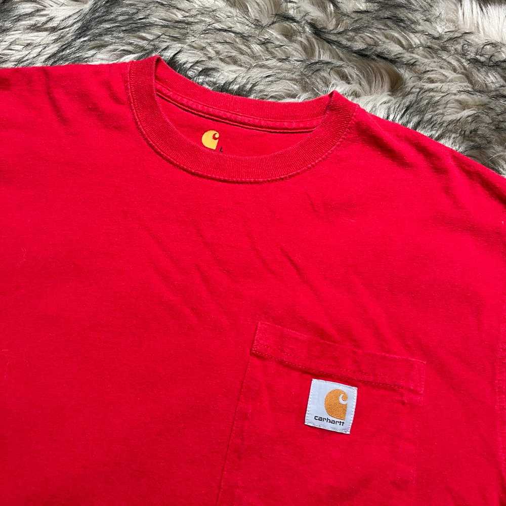 Vintage Y2K Carhartt Workwear Red Pocket T-Shirt … - image 3