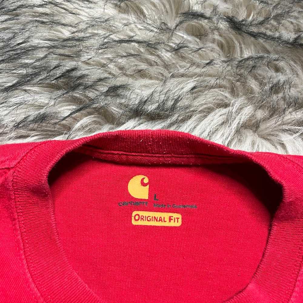 Vintage Y2K Carhartt Workwear Red Pocket T-Shirt … - image 4