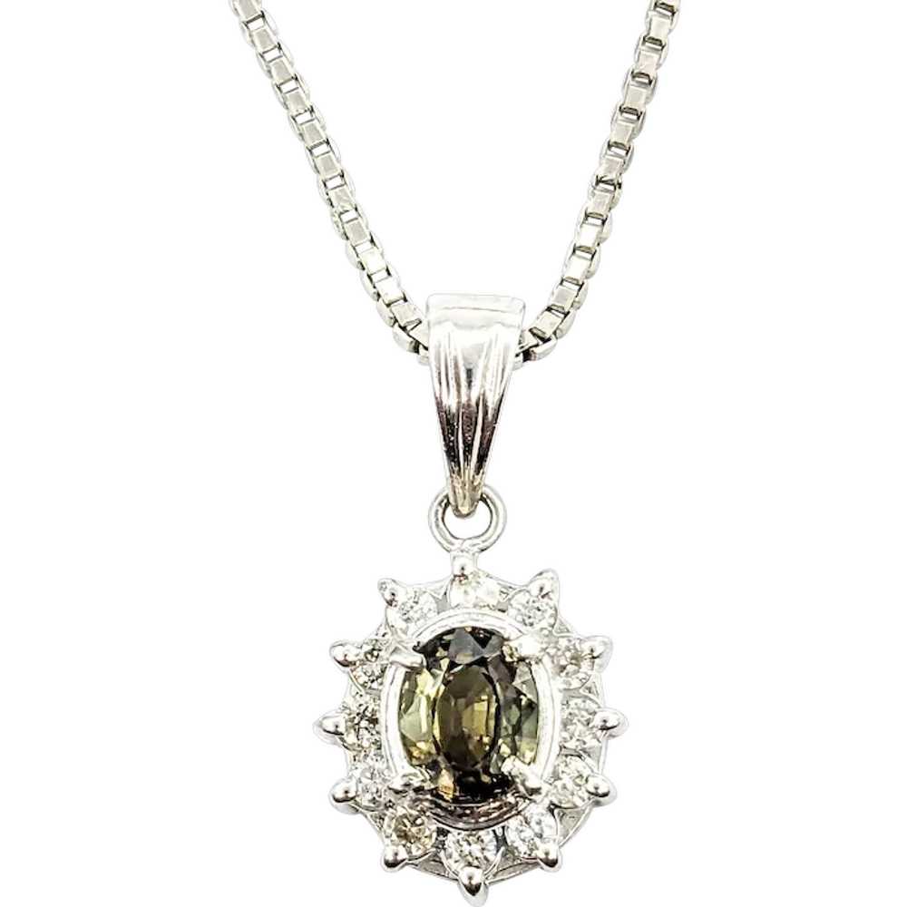 Alexandrite & Diamond Halo Pendant In Platinum - image 1