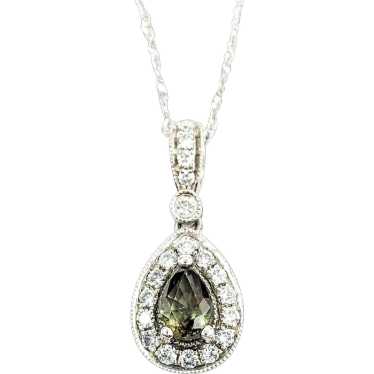 Alexandrite Drop Pendant With Diamonds In White Go