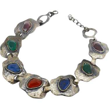 Statement Poured Glass & Silver Plate Necklace by 