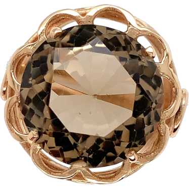 18K & 14K Rose Gold Hand Wrought Smoky Quartz Ring - image 1