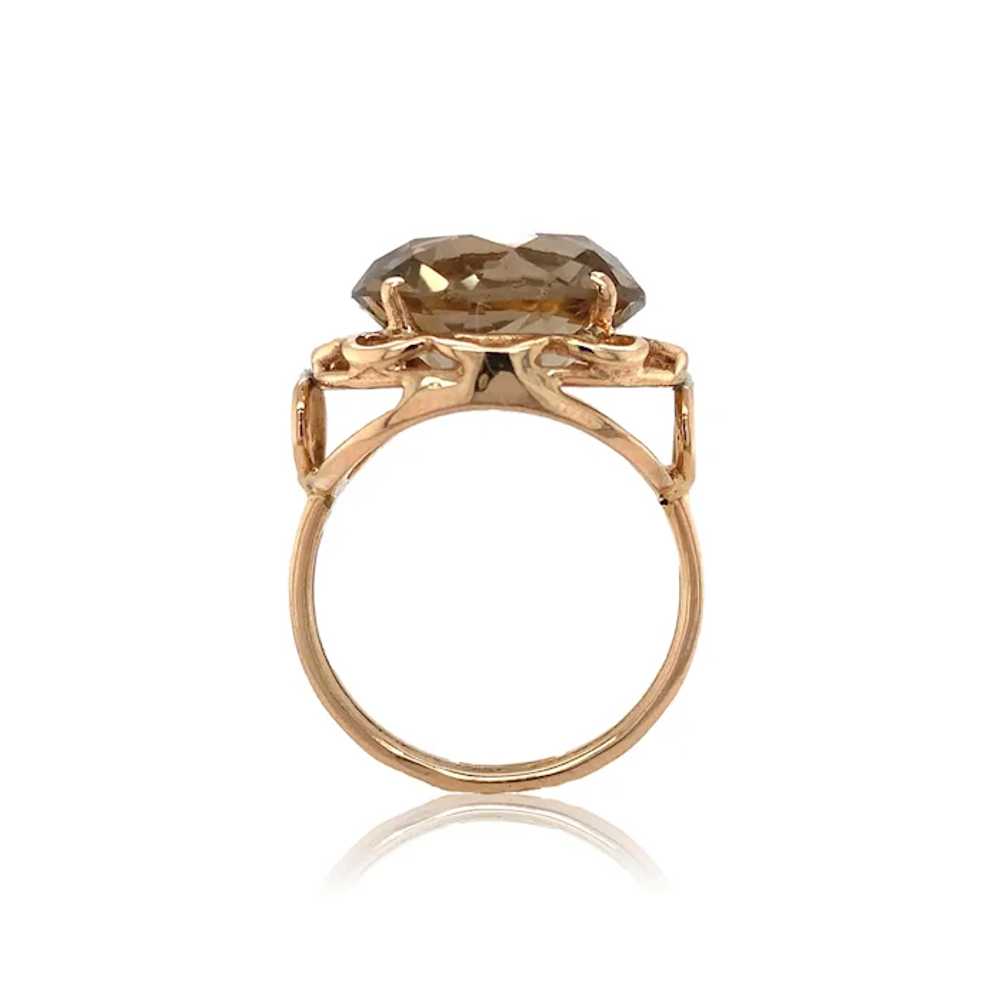 18K & 14K Rose Gold Hand Wrought Smoky Quartz Ring - image 2